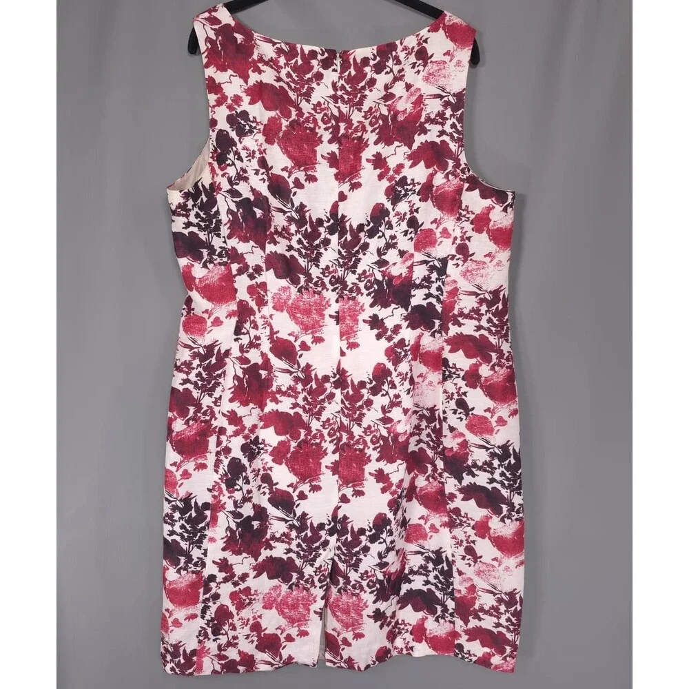 PERUVIAN CONNECTION Women's Shift Dress Plus 18 Sleeveless Floral Silk Linen‎